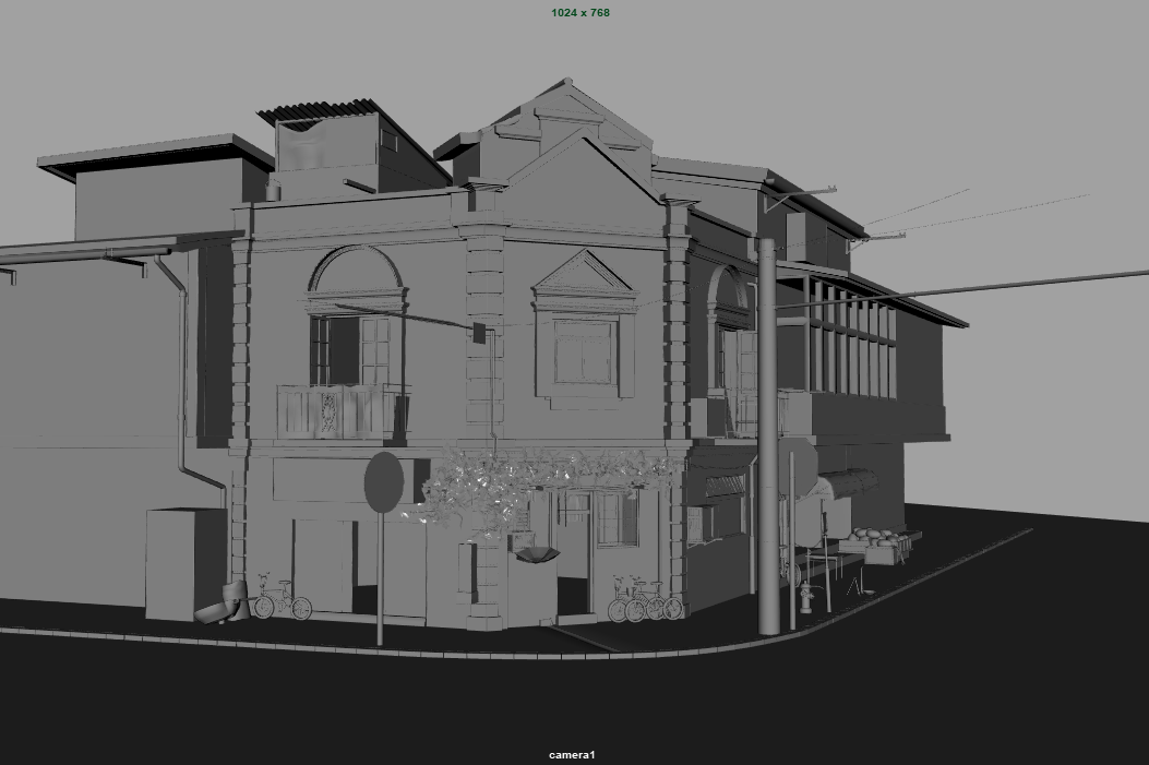 城市商业街街道建筑场景maya模型下载插图1