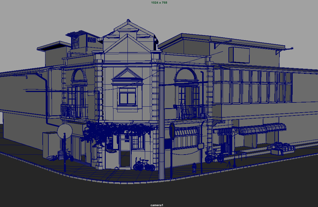 城市商业街街道建筑场景maya模型下载插图3