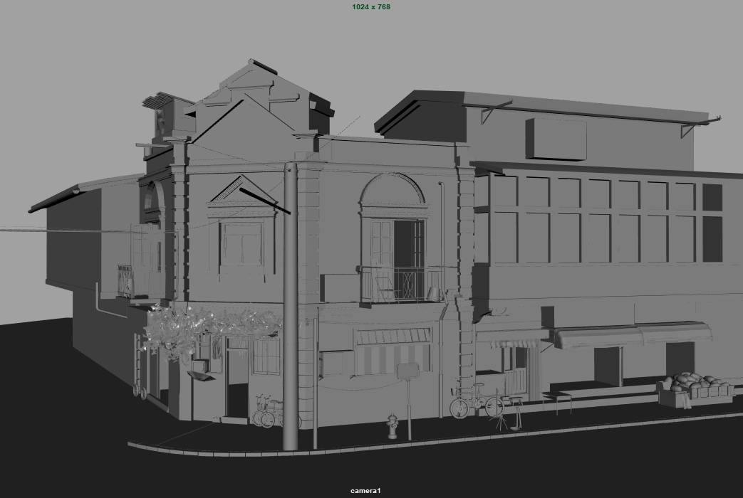 城市商业街街道建筑场景maya模型下载插图2