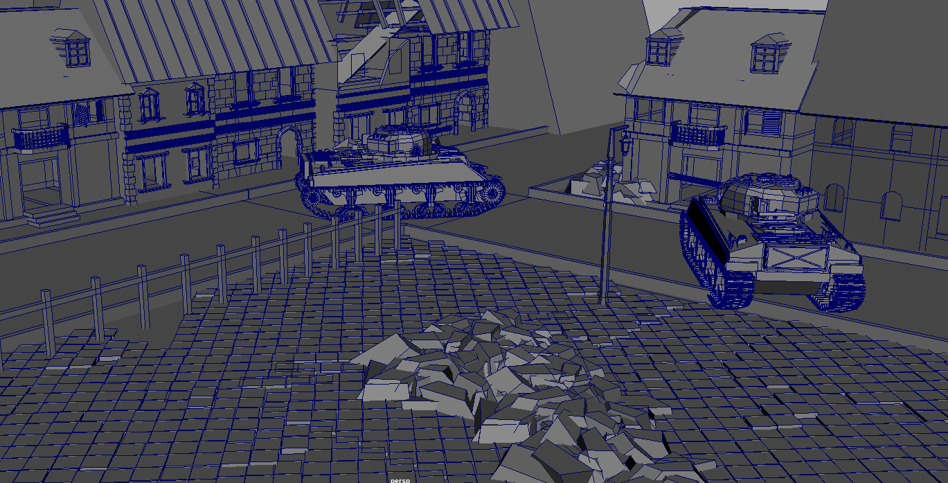 二战场景德军坦克进村街道场景模型下载插图1