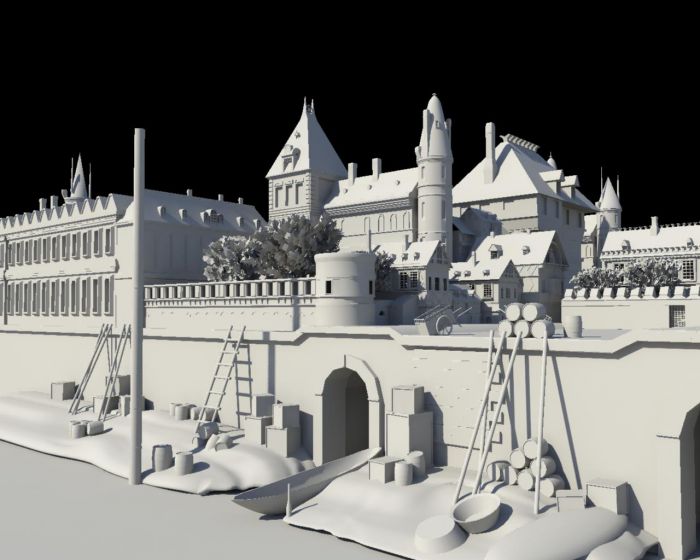 古城堡城市港口场景maya模型下载插图