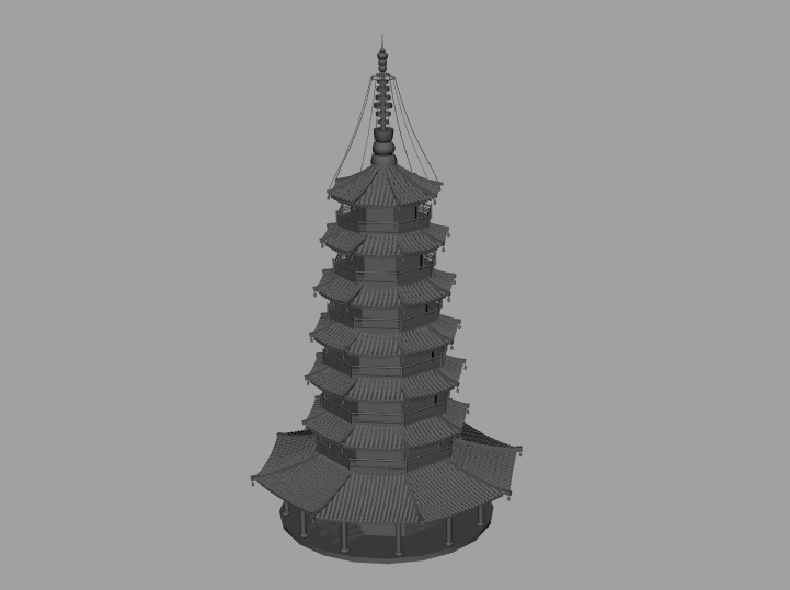 飞英塔中式塔楼宝塔古建筑maya模型插图