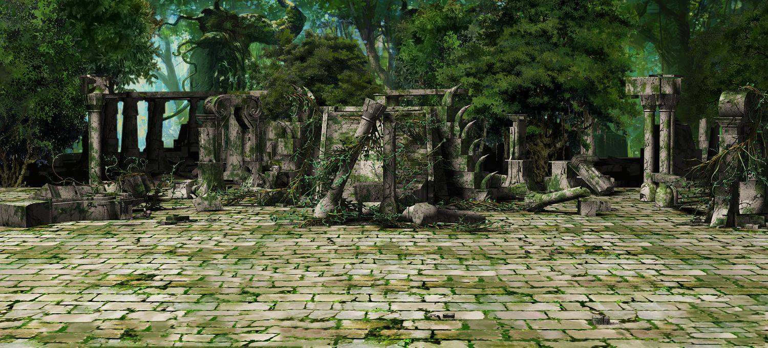 森林建筑废墟遗迹格斗游戏场景（贴图+灯光）插图