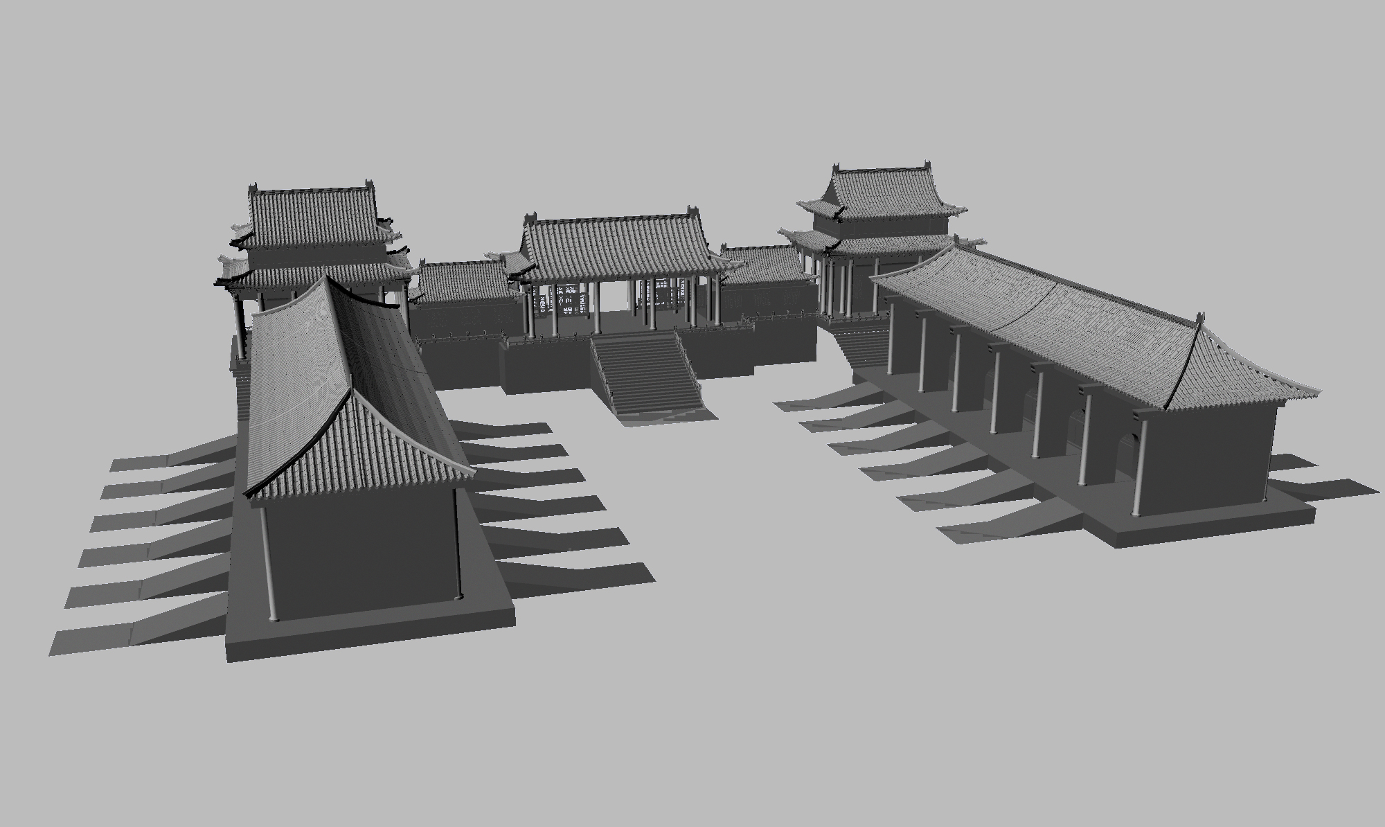 寺庙建筑四合院古建筑maya模型下载插图1