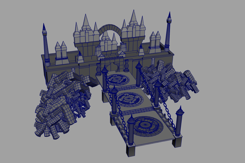 城堡，铁索桥，碎石，中世纪游戏场景模型下载插图1