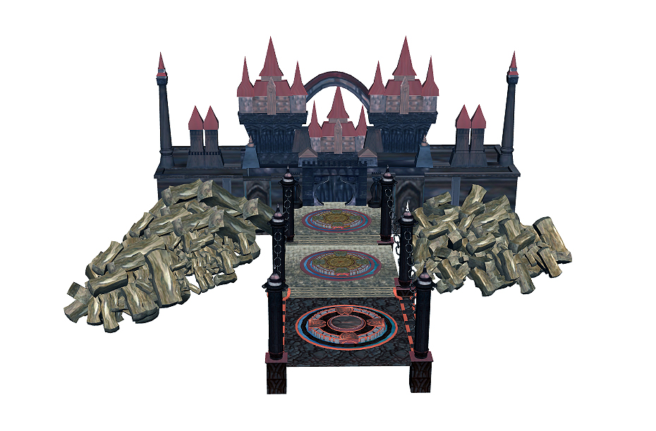 城堡，铁索桥，碎石，中世纪游戏场景模型下载插图
