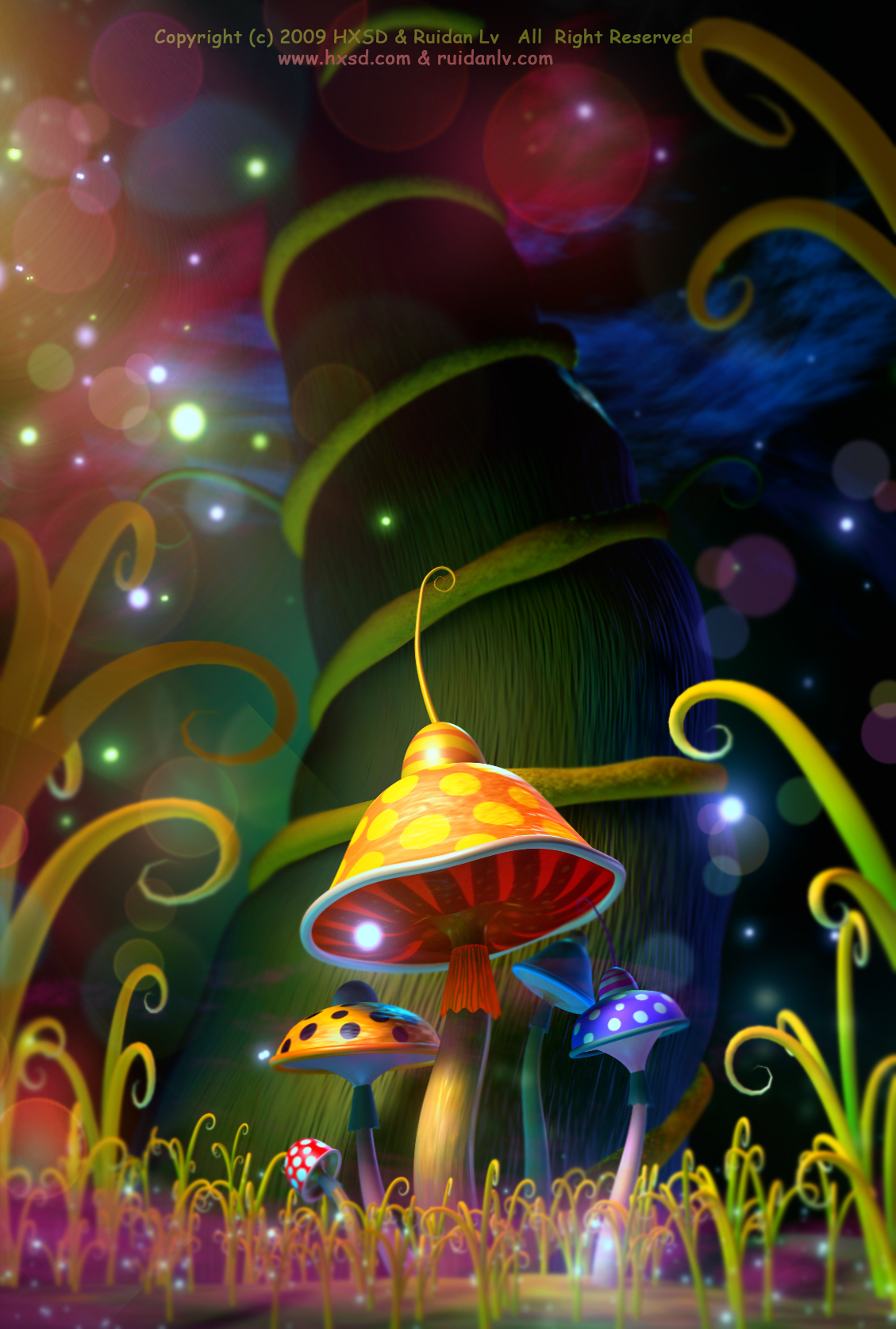 大树下的彩色蘑菇mogu_Project丛林植物模型下载插图