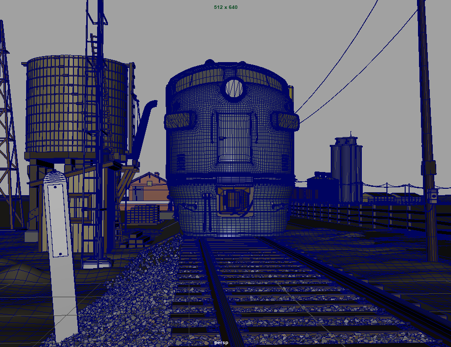 铁轨上的火车LocalTrain火车站场景模型下载插图1