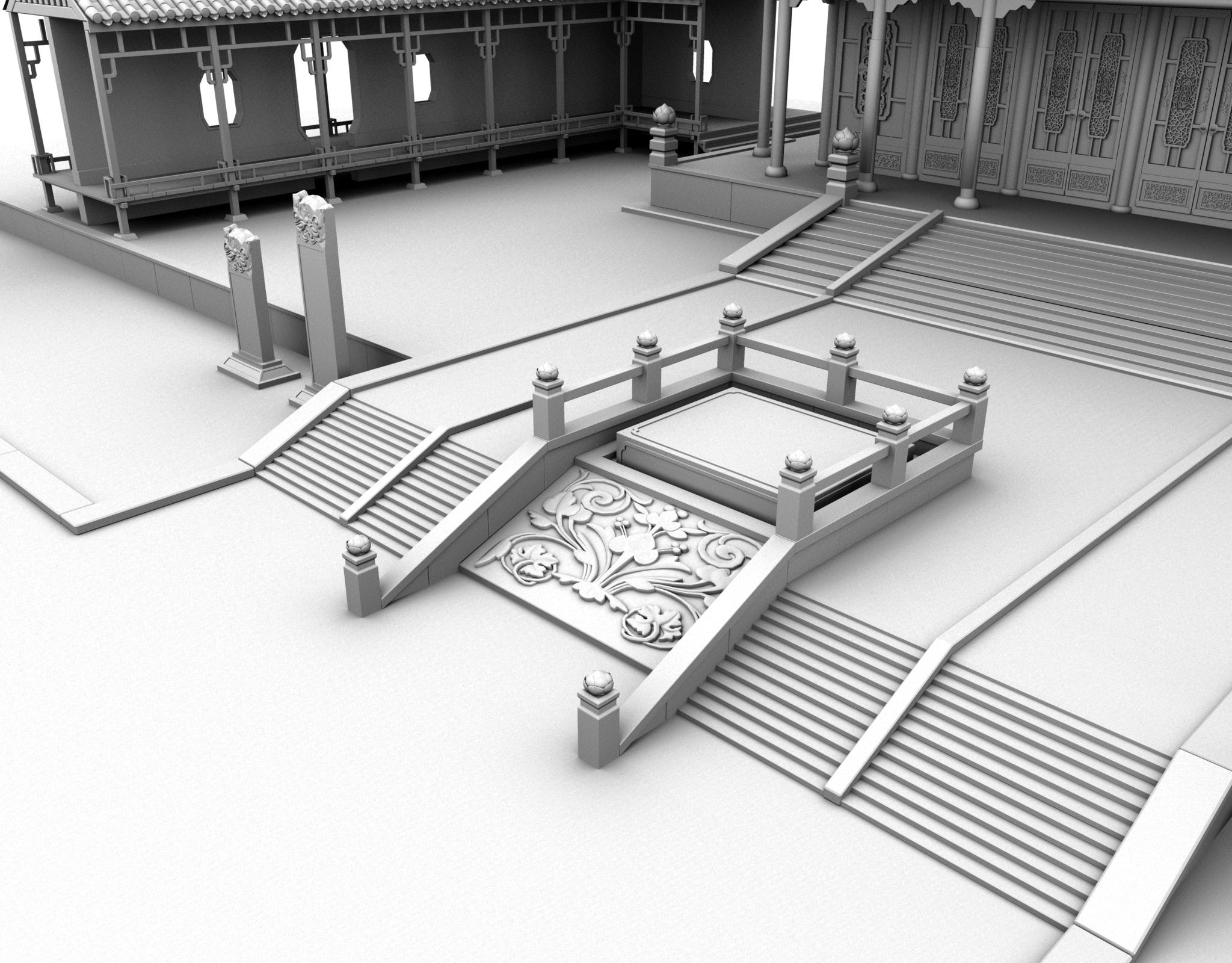 孔子庙寺面中式园林古建筑maya模型下载插图2
