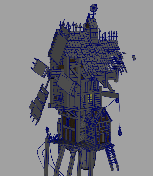 风车test木楼房子maya模型下载插图1