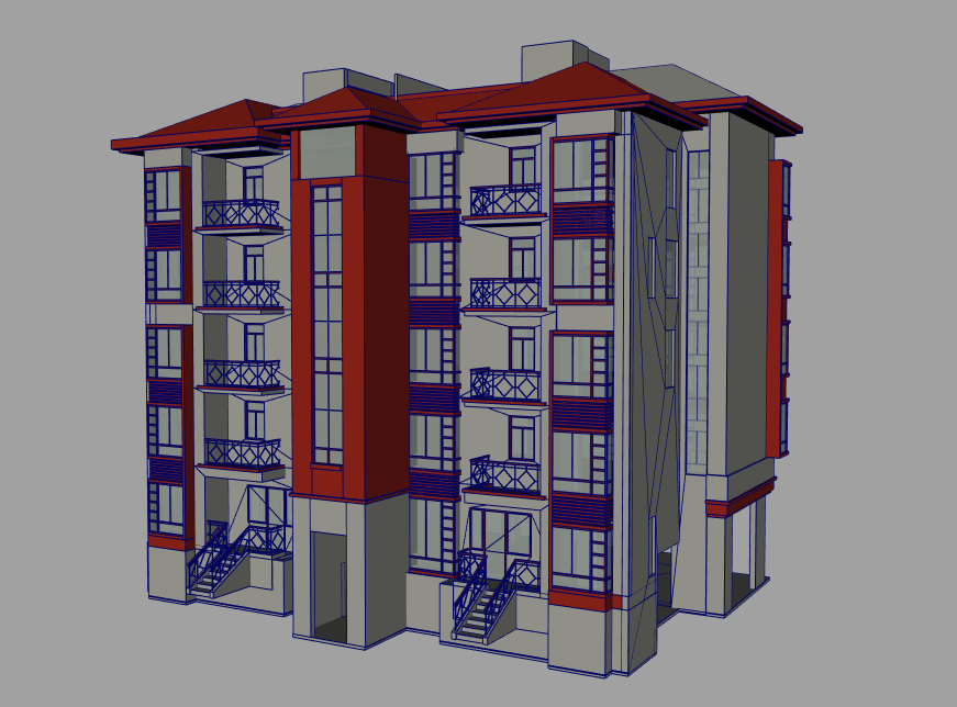 老旧的小区住宅建筑楼房maya免费下载插图