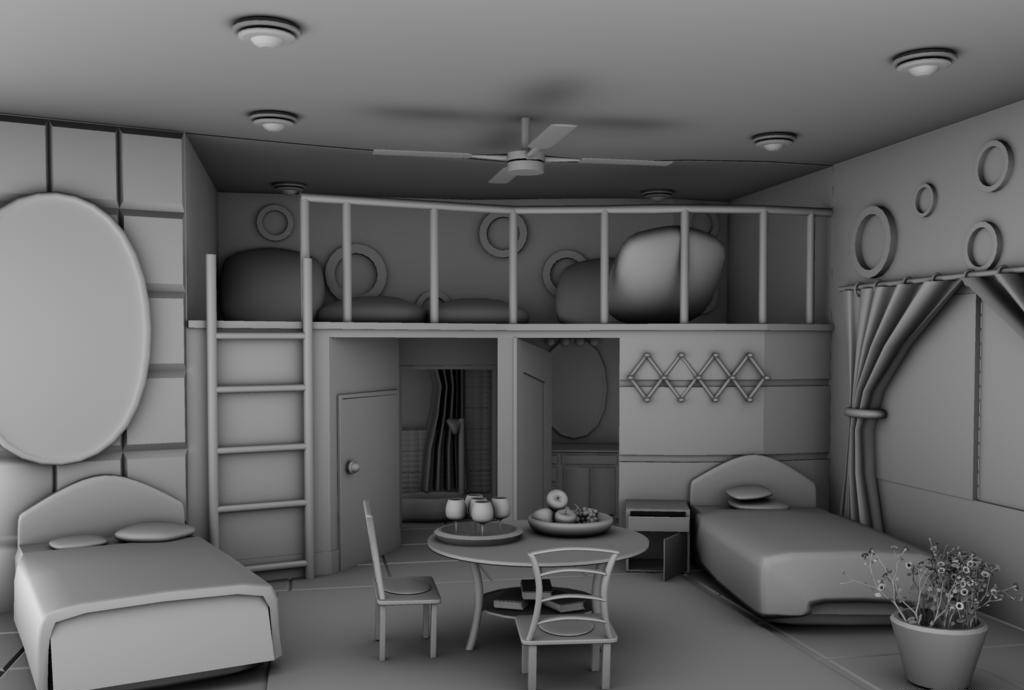 maya现代客厅房间室内场景模型下载插图