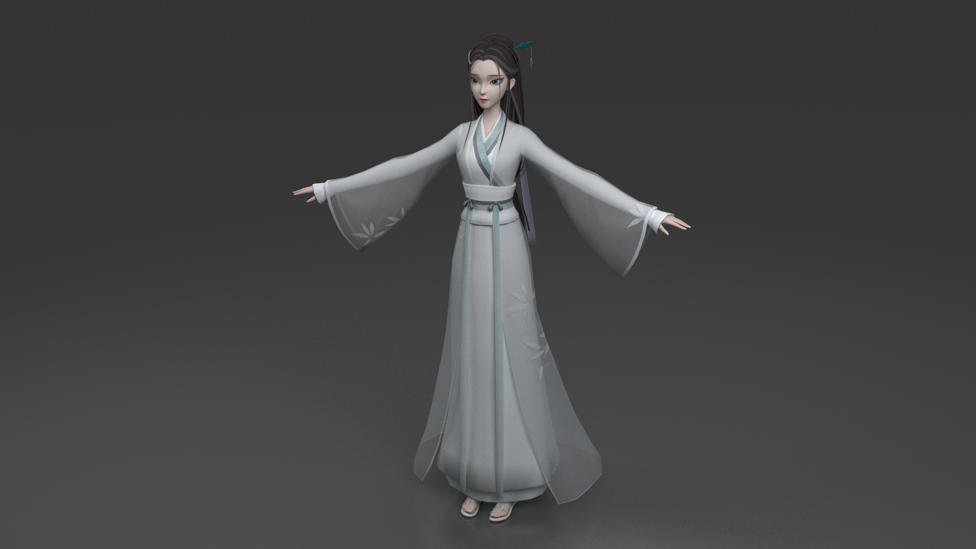 古装唯美优雅白蛇美女3D人物模型插图2