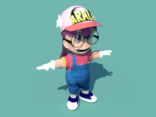 鸭舌帽背带裤可爱的小女孩3dmax动作模型下载插图