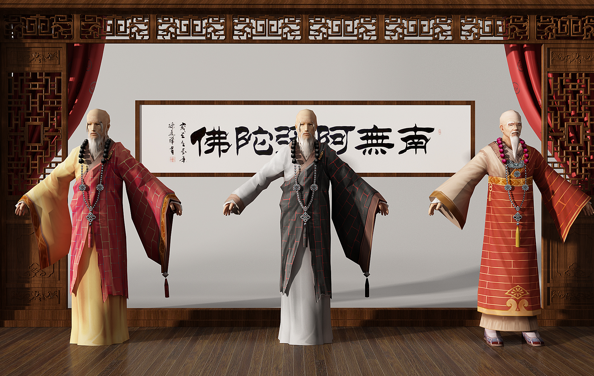 寺庙里的方丈高僧和尚Z03-0719游戏人物角色下载插图