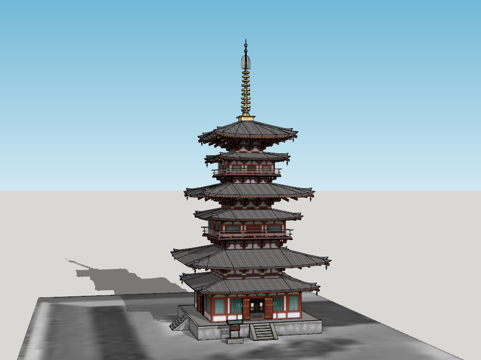 中式古塔建筑su模型下载插图