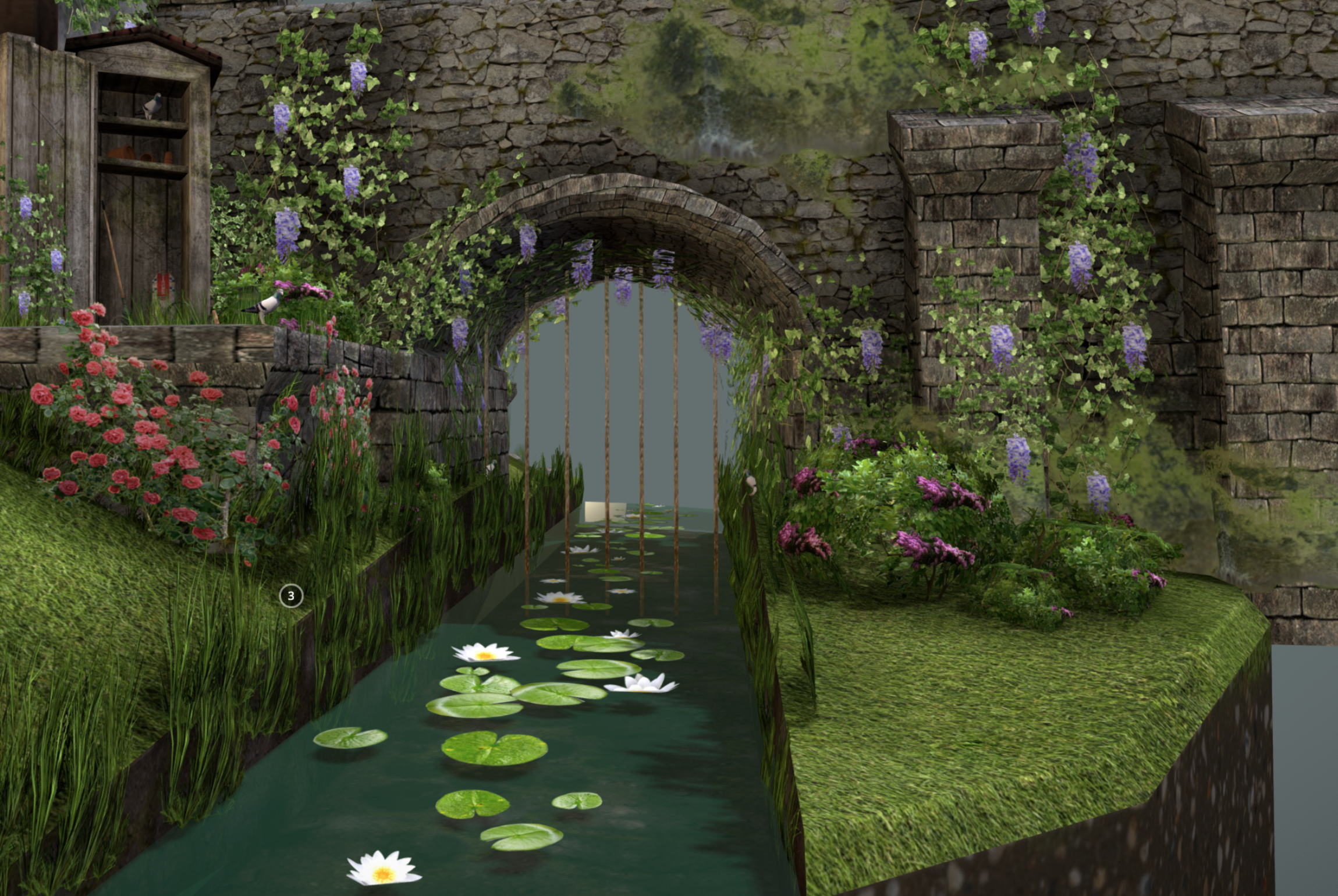 中世纪城堡花园场景插图2