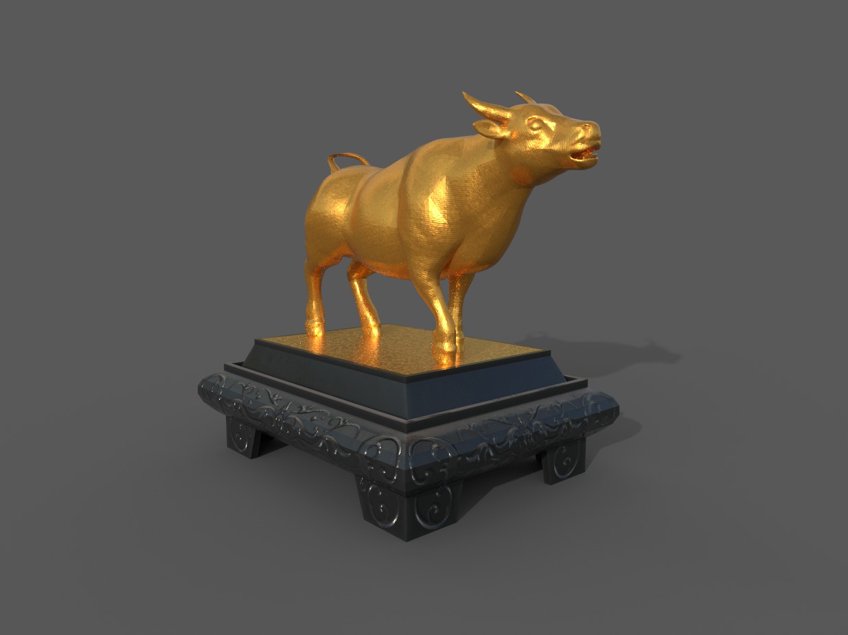 3d雕塑牛金牛摆件模型插图