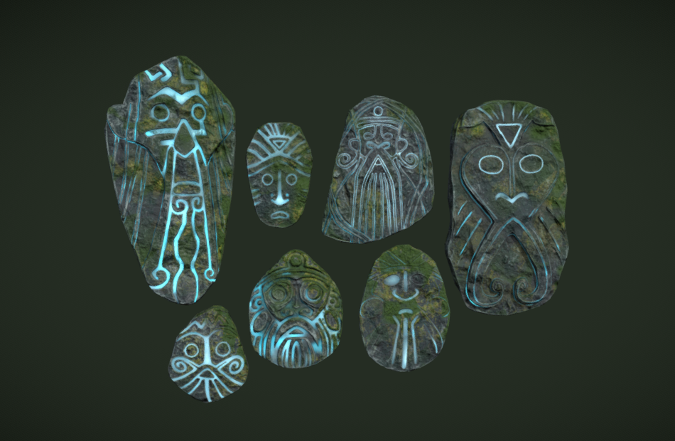 长老雕像岩石玛雅人石头面具雕像模型下载插图