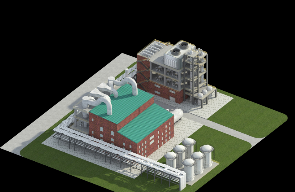 石油厂工厂厂房建筑效果3dmax模型下载插图