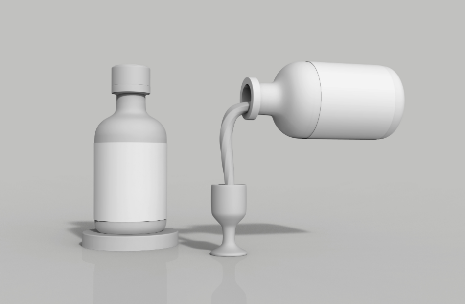 原创3D磨砂玻璃酒瓶包装样机模型插图1