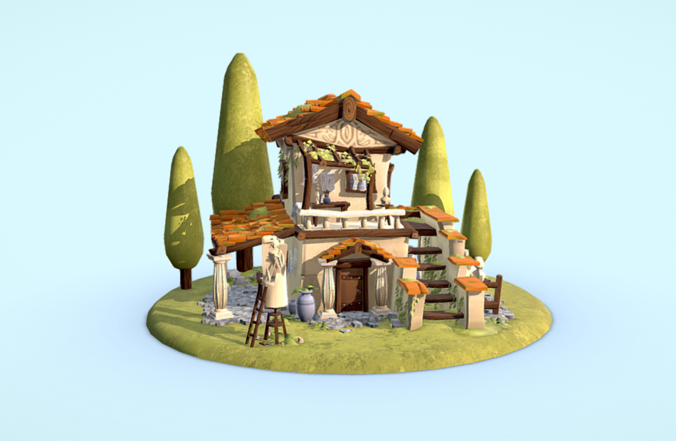 希腊雕塑家之家房子游戏模型下载插图