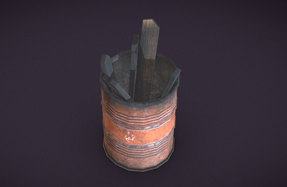 燃烧桶汽油桶3d游戏模型下载插图