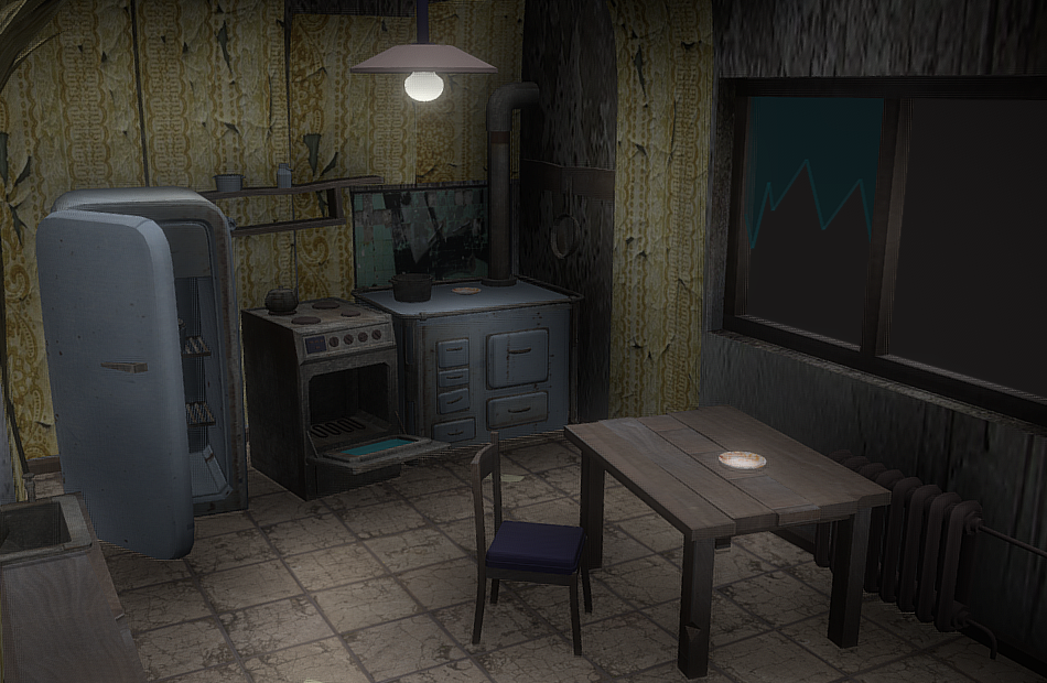 废弃的老式厨房室内场景模型下载插图1
