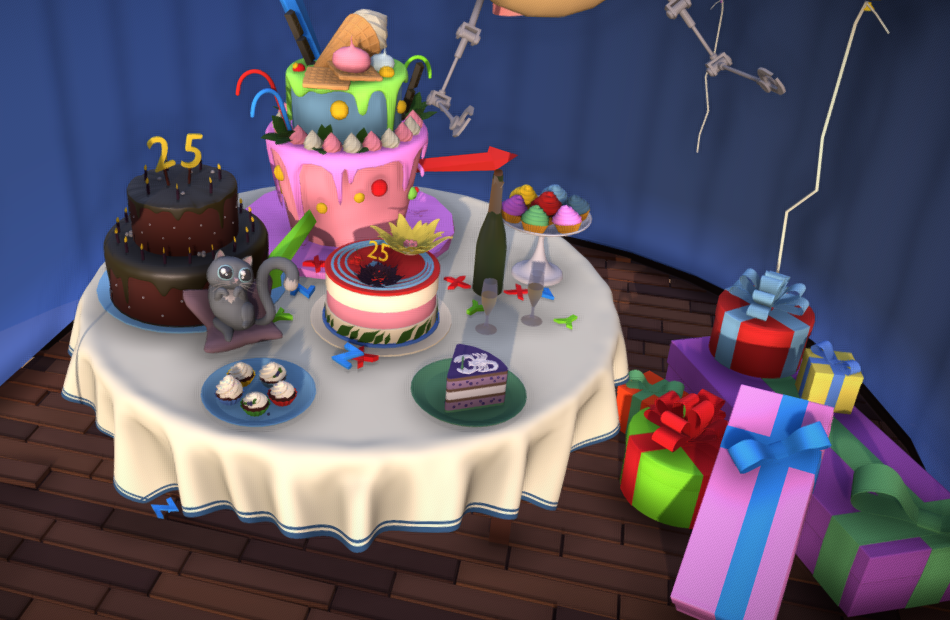 生日派对蛋糕礼物气球组合场景模型下载插图1