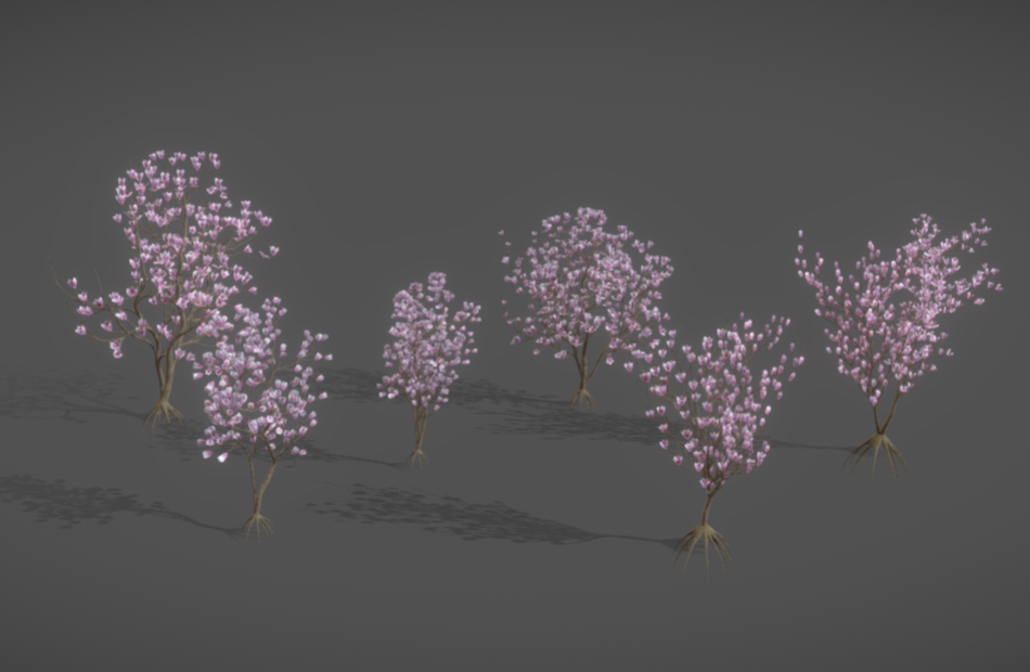 紫色玉兰花树植物模型下载插图