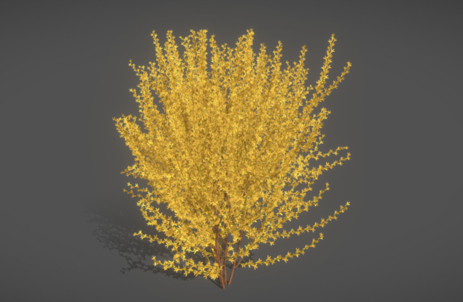 秋季黄叶树灌木植物3d模型下载插图