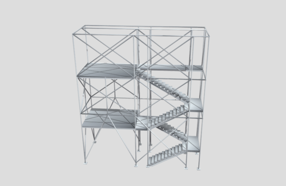 脚手架楼梯钢结构3d模型下载插图