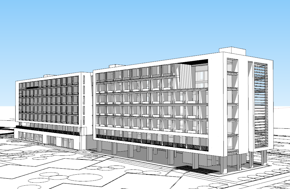 学校建筑规划教学楼宿舍楼大学校园建筑效果su模型下载插图