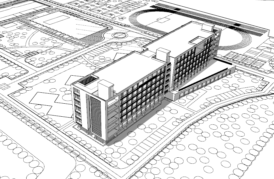 学校建筑规划教学楼宿舍楼大学校园建筑效果su模型下载插图2