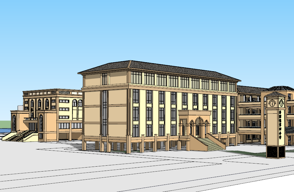 小学学校建筑规划图学院建筑效果图Sketch Up模型下载插图2