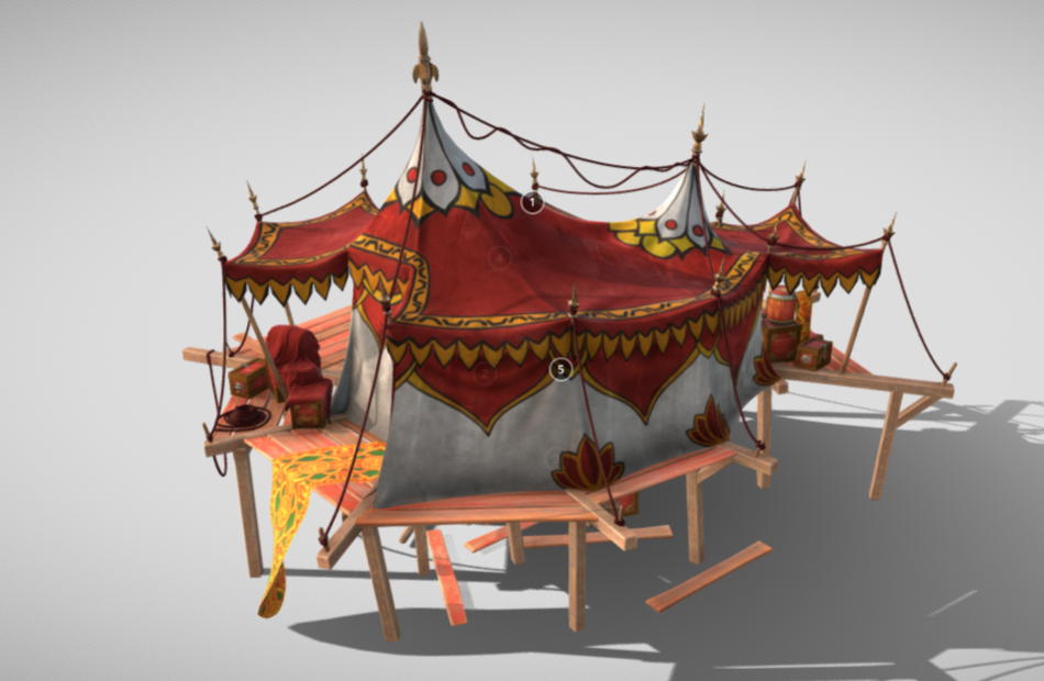 中国帐篷古典军中帐篷fbx模型下载插图3