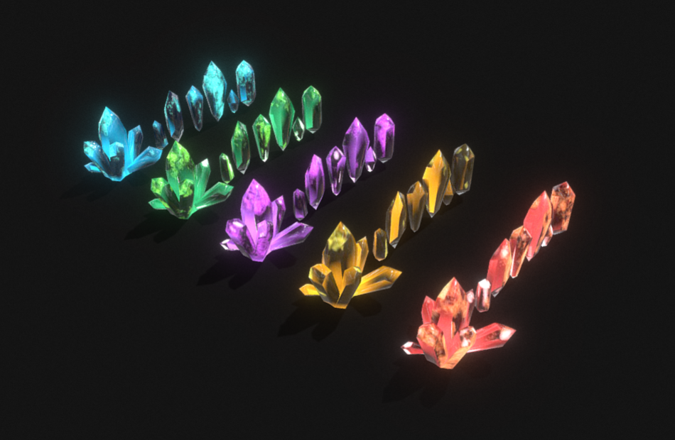 low-poly彩色水晶石模型下载插图