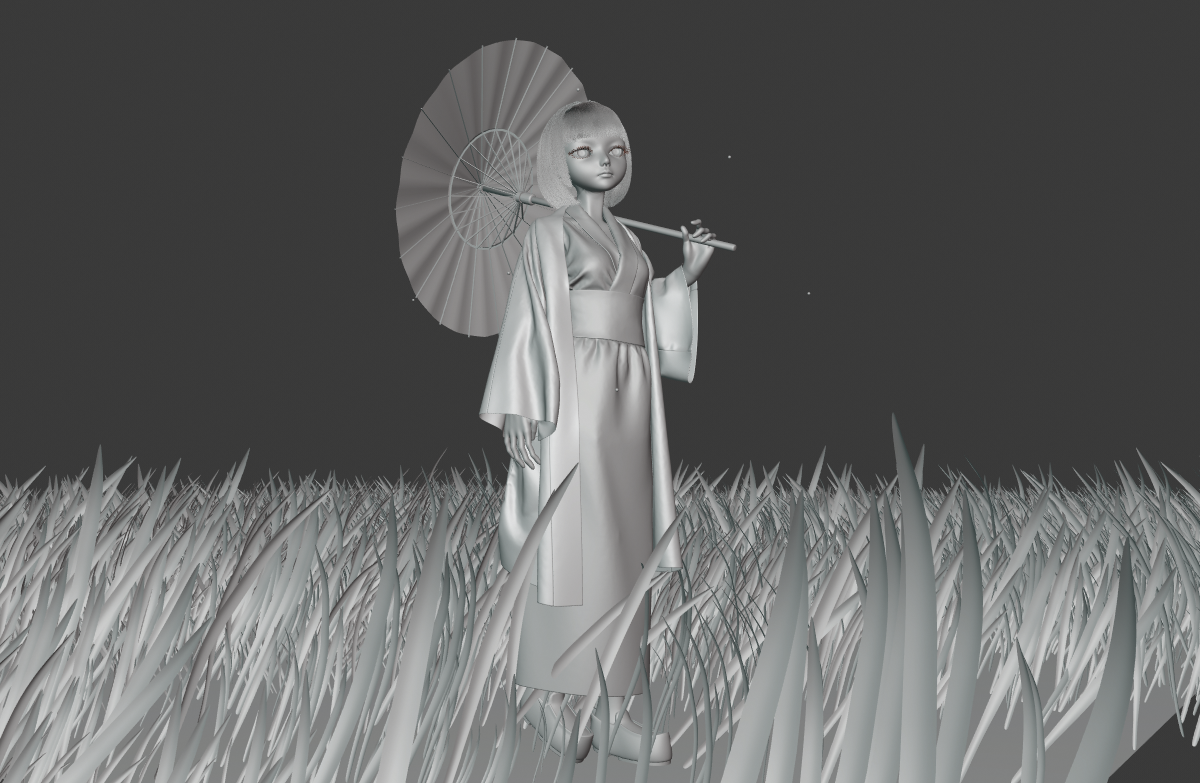撑伞的日本和服女孩动漫人物3d人物模型下载插图1