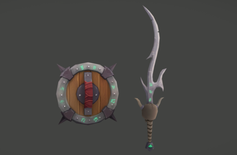 骑士剑和盾牌手绘3d模型免费下载插图1