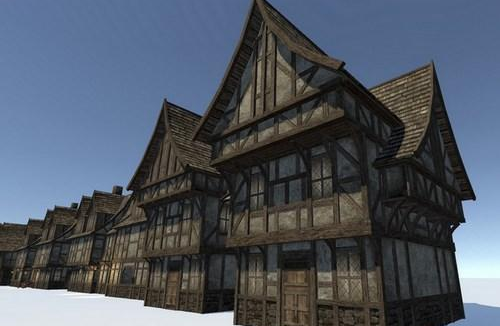 中世纪建筑木屋建筑素材包unity3d模型插图