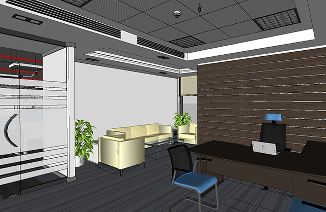 现代公司内部办公室会议室SU模型插图3