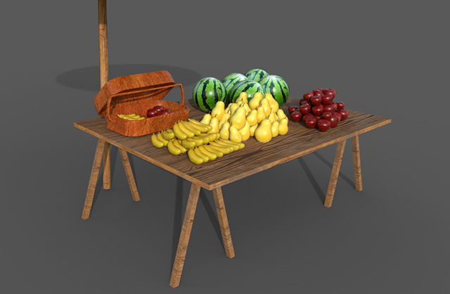 水果园路边临时水果摊maya模型插图1