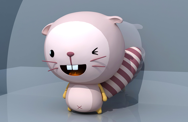 粉色可爱的小猫Q版猫咪3d模型插图