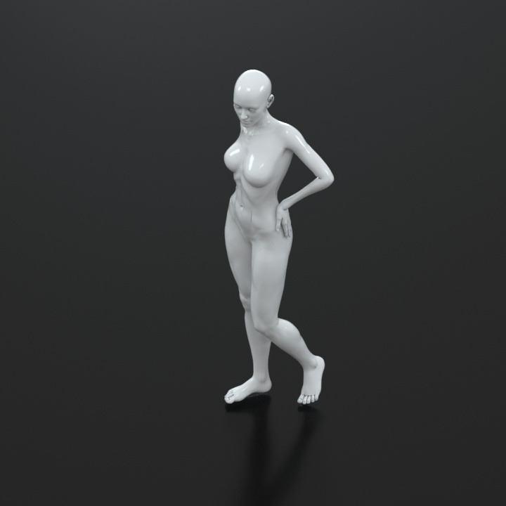 双手叉腰站立动作雕像pose模型插图
