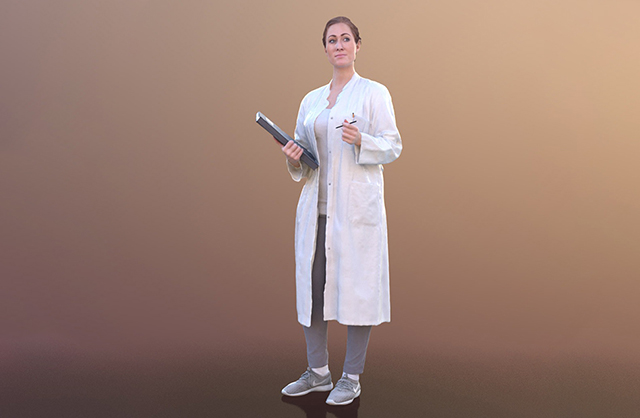 看病的医生白衣天使女护士医务人员3d扫描模型插图