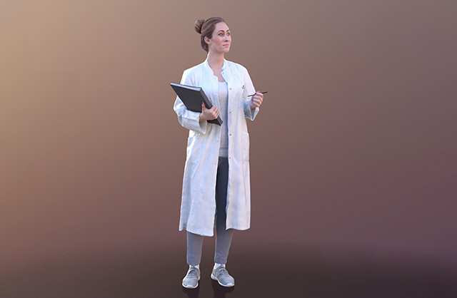 看病的医生白衣天使女护士医务人员3d扫描模型插图1