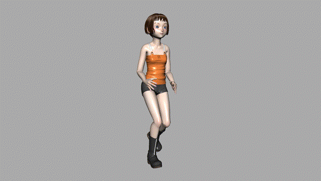清爽夏装短发动漫女孩maya绑定模型，带跑步走路动画插图3