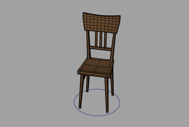 木椅餐椅靠椅maya模型插图1