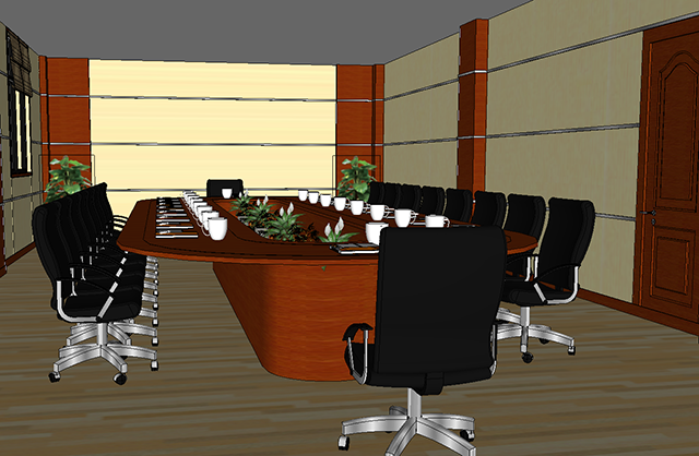 室内会议室su模型下载插图