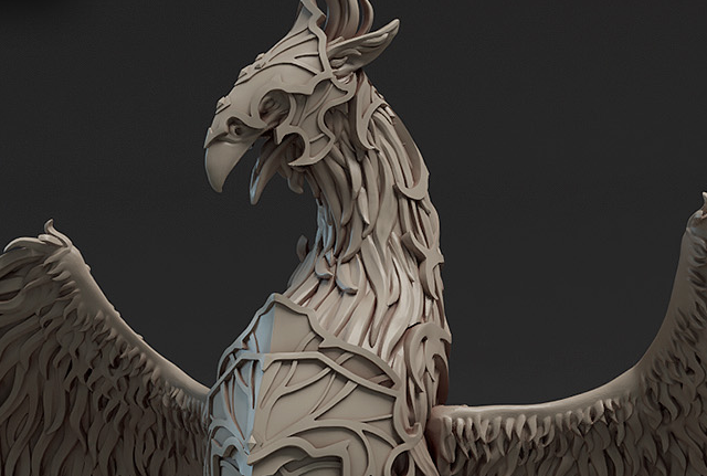 火凤凰凤凰鸟不死鸟雕像3d打印模型泰坦熔炉插图